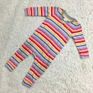 【27440】 baby GAP ベビーギャップ ロンパース サイズ80 レッド カラフル ボーダー ファスナー クマ オシャレ ベビー