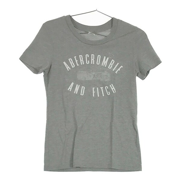 【17794】 ABERCROMBIE アバクロンビー 半袖Tシャツ カットソー サイズM グレー ブランドロゴ シンプル プルオーバー 丸ネック レディース