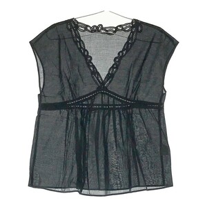 [17401] NIMES Nimes короткий рукав блуза черный размер M соответствует свободно простой стильный формальный женский 