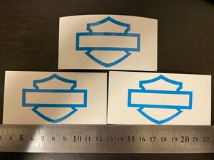  Harley Davidson cutting sticker bar & shield Sky blue 60mm×47mm 3 sheets 1 set 