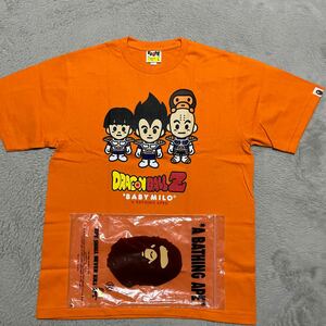 新品未使用　A BATHING APE BAPE KAWS DRAGON BALL Z ドラゴンボール　BABY MILO tee tシャツ ORANGE オレンジ　ベジータ　悟飯　クリリン