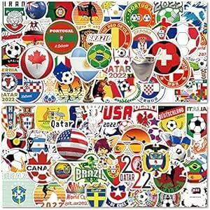 100枚 ワールドカップステッカーセット 2022ワールドカップ防水シール ステッカーパック サッカーデカール スーツケー