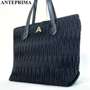A4 storage possibility / ultimate beautiful goods *ANTEPRIMA Anteprima pie-ga nylon tote bag handbag back Logo metal fittings gya The - business black 