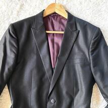 XLサイズ/光沢加工●TETE HOMME テットオム ビジネススーツ セットアップ スリーピース テーラードジャケット ブラック 7 メンズ ビジネス_画像3