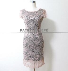 美品 PATRIZIA PEPE パトリツィアペペ サイズ42 花柄 レース レイヤード バックVネック 半袖 膝丈 ワンピース ドレス ピンク