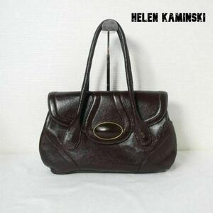 良品 HELEN KAMINSKI ヘレンカミンスキー レザー 底鋲 セミショルダー ハンドバッグ ブラウン 茶