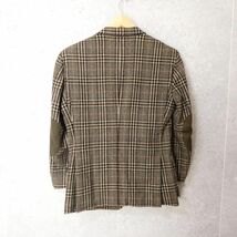 美品 DAKS ダックス サイズ88AL3 ブラウン系 2B シングル テーラードジャケット グレンチェック柄 エルボーパッチ_画像6