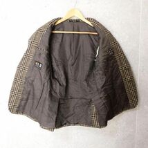 美品 DAKS ダックス サイズ88AL3 ブラウン系 2B シングル テーラードジャケット グレンチェック柄 エルボーパッチ_画像7