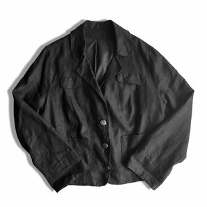 FRANCE 1970s〜／ Linen Jacket Black リネン 黒 ジャケット