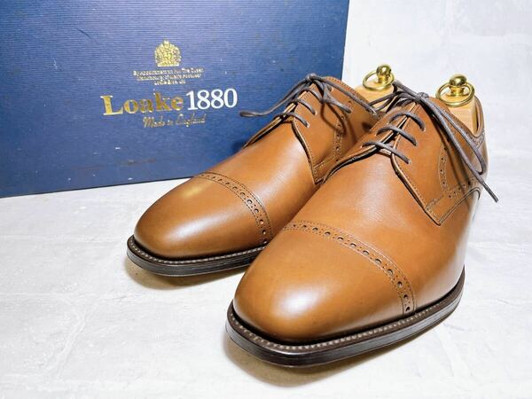 箱付【未使用】Loake ローク 高級 ビジネスシューズ 本革 レザー 茶 ストレートチップ UK8.5（約27cm）イギリス製高級靴