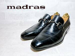 日本製【美品】madras マドラス 上質 ビットローファー ビジネスシューズ レザー 黒 マッケイ製法 24.5EEEcm メンズ 紳士靴