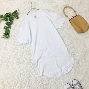 【ZARA】ザラ Tシャツ (S) 半袖 シンプル無地 ロング丈