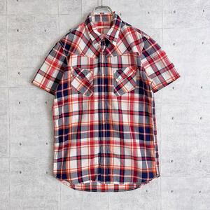 【Dovetail】ダブテイル 半袖チェックシャツ (L) スナップボタン