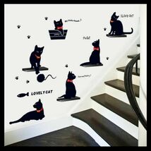 ウォールステッカー 黒猫 6匹のクロネコ 猫 動物 インテリア 模様替え_画像1