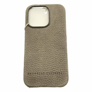 【新品】 BRUNELLO CUCINELLI / ブルネロクチネリ | iPhone / アイフォーン レザー スマホケース / カバー | グレージュ系の画像1