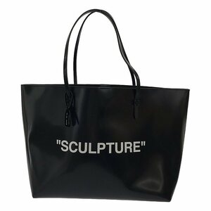 【美品】 Off-White / オフホワイト | DAY OFF TOTE 40 QUOTE スローガンプリント レザー トートバッグ ポーチ付き | ブラック | メンズ