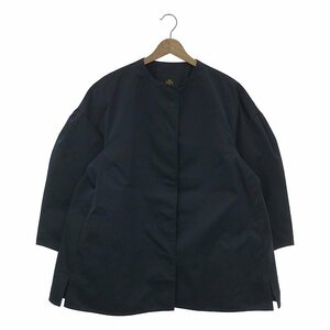 【美品】 Drawer / ドゥロワー | FALL1 グログランノーカラーコート | 36 | ネイビー | レディース