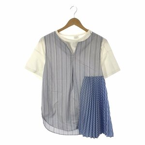 ELENDEEK / エレンディーク | SIDE PLEATS BL SET CS MIX Tシャツ | F | ホワイト/ブルー | レディース