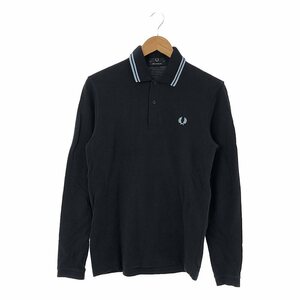 FRED PERRY / フレッドペリー | 英国製 月桂樹 ロゴ刺しゅう 鹿の子 長袖ポロシャツ | 36 | ネイビー / ブルー | メンズ