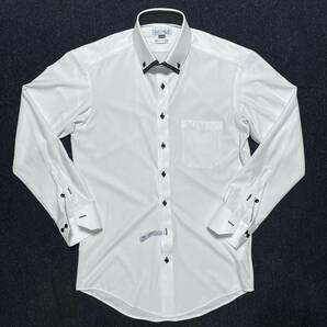 ノーアイロン i-Shirt ボタンダウン ワイシャツ 長袖38-80 S スリムモデル 形態安定性 白 立ち襟 ドレス カジュアルスーツ フォーマル 紳士