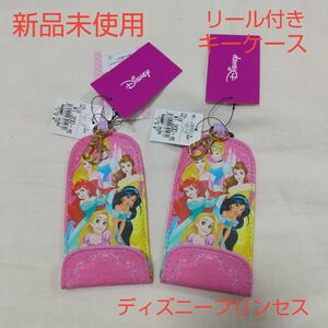 新品未使用 キッズ ディズニー プリンセス リール付き キーケース 入学 準備 ランドセル 鍵 2個セット