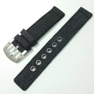 [18mm] fabric nylon belt 2 piece type antique style black black canvas military strap 