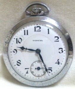 ティピカル / 懐中時計 ◆ ニッケルクロム片蓋側 / 10石 / 提げ時計 ◆ 不動 / 要オーバーホール