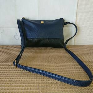 * beautiful goods *6M1935A* shoulder bag * navy × black efffy cow leather made in japan men's & lady's 