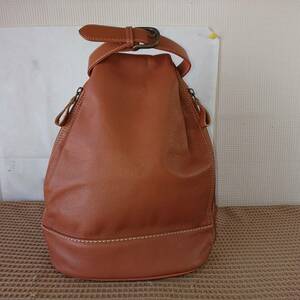 * unused goods *6M1998F* rucksack * Brown cow leather lady's both side fastener take out 