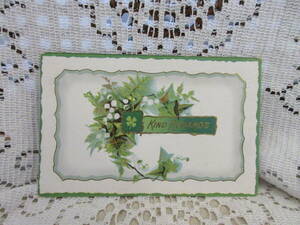  antique picture postcard postcard en Boss bell orchid ivy. leaf four leaf. clover message gold paint not yet posting 