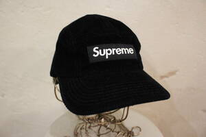 X13★Supreme/シュプリーム Corduroy Camp Cap コーデュロイ キャンプキャップ BOXLOGO ボックスロゴ ブラック 帽子 メンズ ★