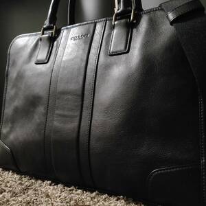 1 jpy ~[ ultimate beautiful goods ] Coach COACH business bag men's briefcase hand shoulder 2way handbag shoulder ..A4 PC document bag leather black 