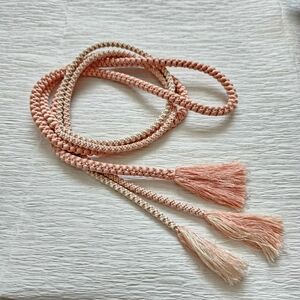 正絹　帯締め　丸組　三分紐　優しいピンク×アイボリー　着物　 和装小物 和装