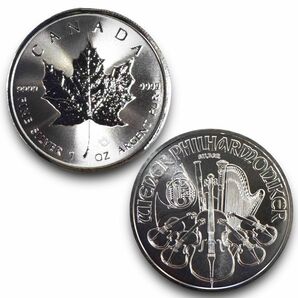 092-【2024年発行】メイプルリーフ・ウィーンフィル銀貨 1オンス FINE SILVER 2種セット