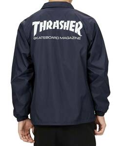 美品　コーチジャケット THRASHER スラッシャー ナイロン ジャケット ロゴ ネイビー　アメカジ　バイカー　スケーター　マガジン