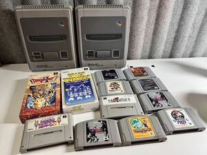 【通電未確認品】Nintendo SUPER FAMICOM 任天堂 ソフト スーパーファミコン 本体 ソフト×１２ 本体×２ ドラゴンクエストVI 幻の大地 