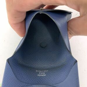 HERMES PARIS エルメス パリズ コインケース 小銭入れ 収納 財布 ブルー 青 FRANCE フランス製の画像6