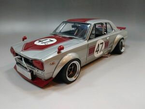 ●京商 1/18 日産 スカイライン 2000 GT-R KPGC10 ハコスカ レーシング　＃47×２ カスタム品