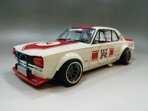 ●京商 1/18 日産 スカイライン 2000 GT-R ハコスカ レーシング レッド/ホワイト　カスタム品