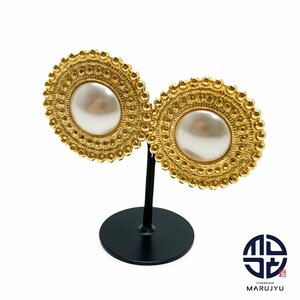 [1 jpy auction ]GIVENCHY Givenchy gilding metal fake pearl earrings accessory jewelry large .. gorgeous 