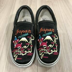 VANS ROLLICKING FUJIYAMA JAPAN SLIP ON BLACK バンズ ローリッキング スカジャン ヴァンズ スリッポン 富士山 熊 クマ 日本 地図 刺繍 