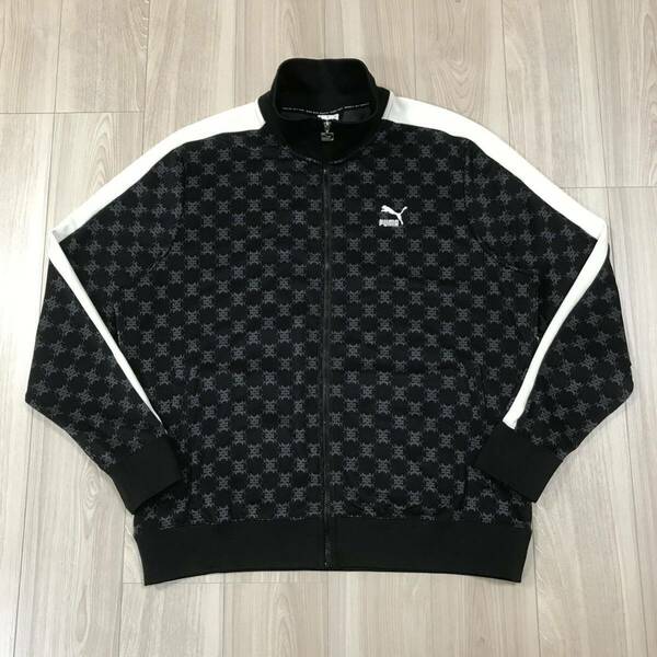 puma T7 Printed Track Jacket zip XL プーマ モノグラム トラック ジャケット ジャージ 総柄 ライン スタンド ジップ ブルゾン ブラック