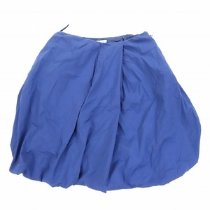  Prada PRADA 2006 year cotton nylon ba Rune skirt Flare side Zip bottoms 40 navy blue navy /TNTa248