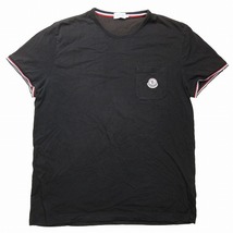 モンクレール　ポケットTシャツ　トリコロール　マグリア　刺繍ロゴ　ロゴパッチ　サイズXL 黒 ブラック 210918018300_画像1