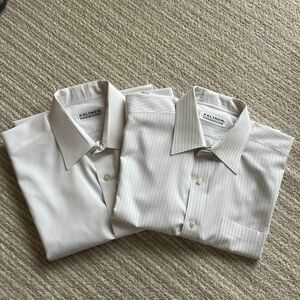 男性用半袖ワイシャツ2枚セット 白 ワイシャツ ビジネス カッターシャツ ホワイト ストライプ