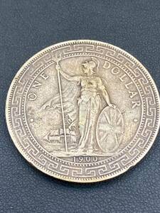 ●○#1536【古銭】イギリス領香港　1900年　壹圓銀貨　イギリス貿易銀　1円銀貨　中国古銭　古銭　銀貨○●