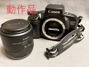 [T2758] 動作品　canon ①一眼レフ　フィルムカメラ　ボディ EOS750QD オートフォーカス ②レンズ　ZOOM LENS FF 35-70mm 1:3.5-4.5