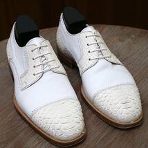 最高級◎【GIORGIO ARMANI】ジョルジオアルマーニ パイソンコンビ EU40 25.0cm ストレートチップ ビジネスカジュアル メンズ 革靴_画像1