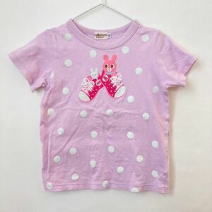 ミキハウス うさぎ　Tシャツ　ピンク　水玉　 半袖Tシャツ 子供服 キッズ 女の子