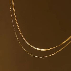 ２連ネックレス 上品 高級感 18k 18金 コーティング サージカルステンレス 金属アレルギー対応 ゴールド ネックレス ギフトの画像4